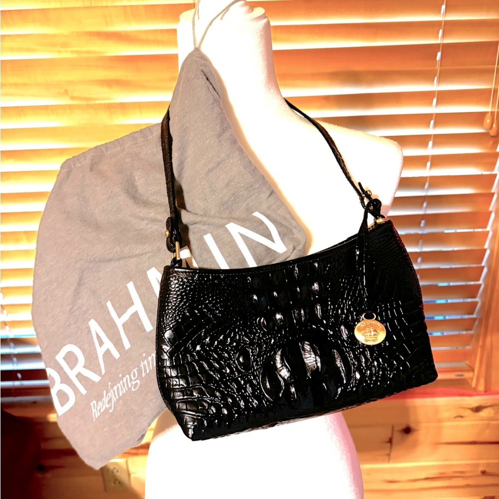 COPY - NWOT BRAHMIN BLACK MELBOURNE ANYTIME MINI LEATHER SHOULDER BAG W DUST BAG